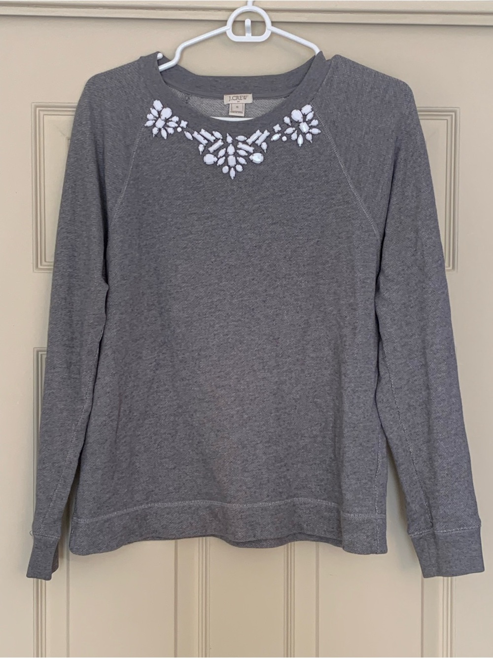 J. Crew Embellished Jeweled Collar French Terry Sweatshirt Size Small